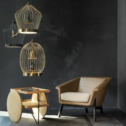 Lampada da soffitto Twee T. in metallo dorato di Jack Phipps