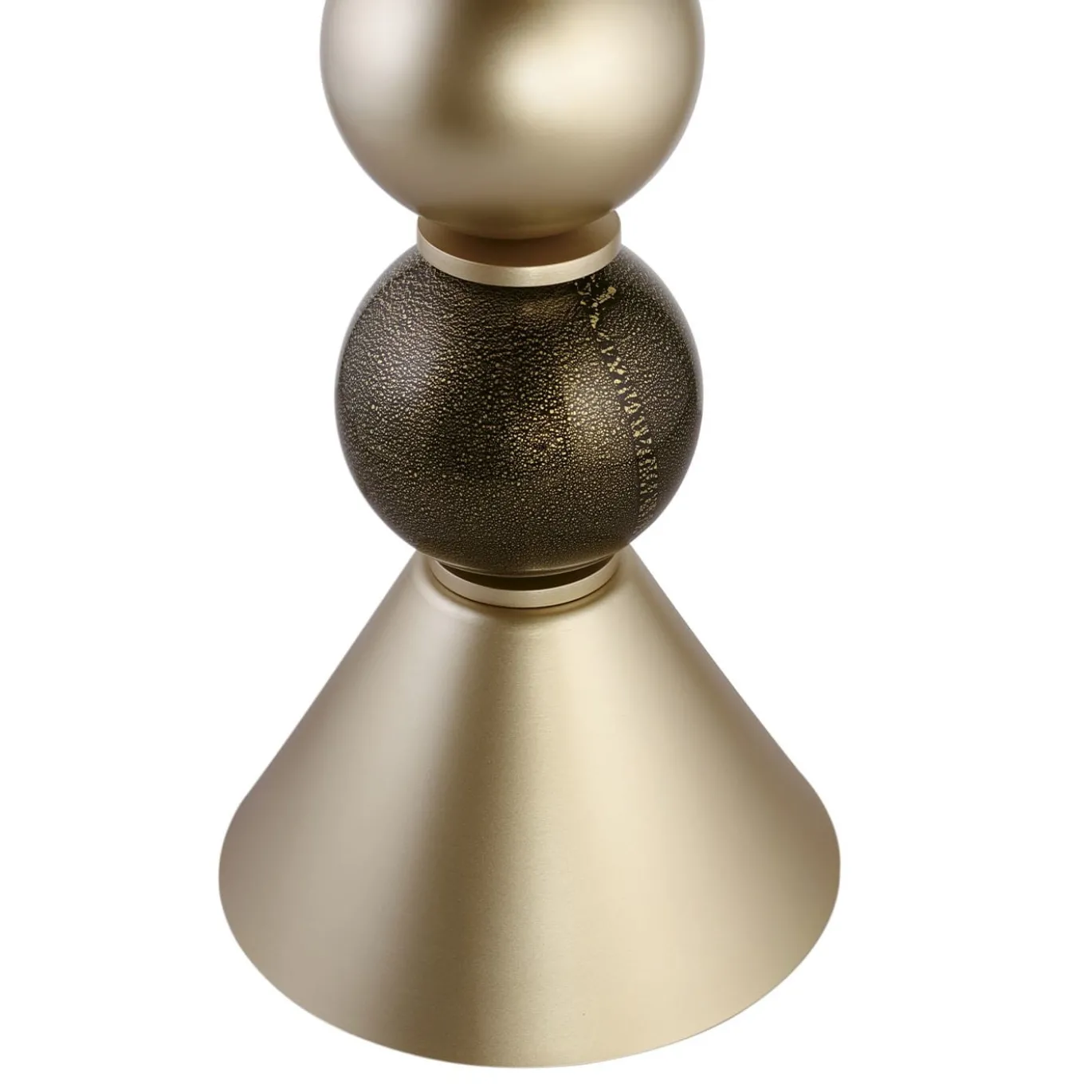 Lampada da tavolo a cono in vetro di Murano nero e oro