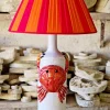 Lampada da Tavolo a Forma di Bottiglia in Ceramica Policroma con Granchio