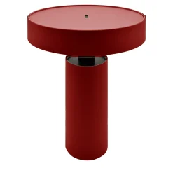 Lampada Da Tavolo A LED In Pelle Bordeaux