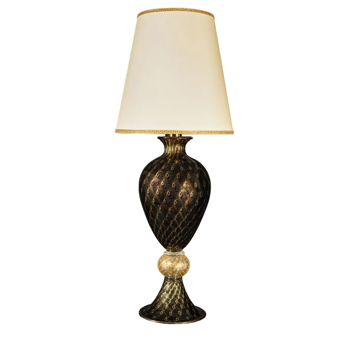 Lampada da tavolo alta nera e dorata #1
