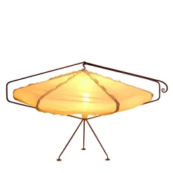Lampada da tavolo a nido d'ape con paralume in cotone