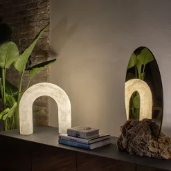 Lampada da tavolo Arco di Luce in alabastro grande