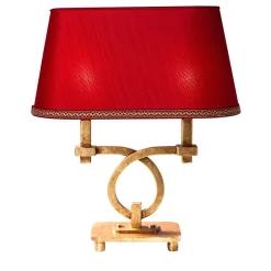 Lampada da tavolo Art Déco rossa e oro