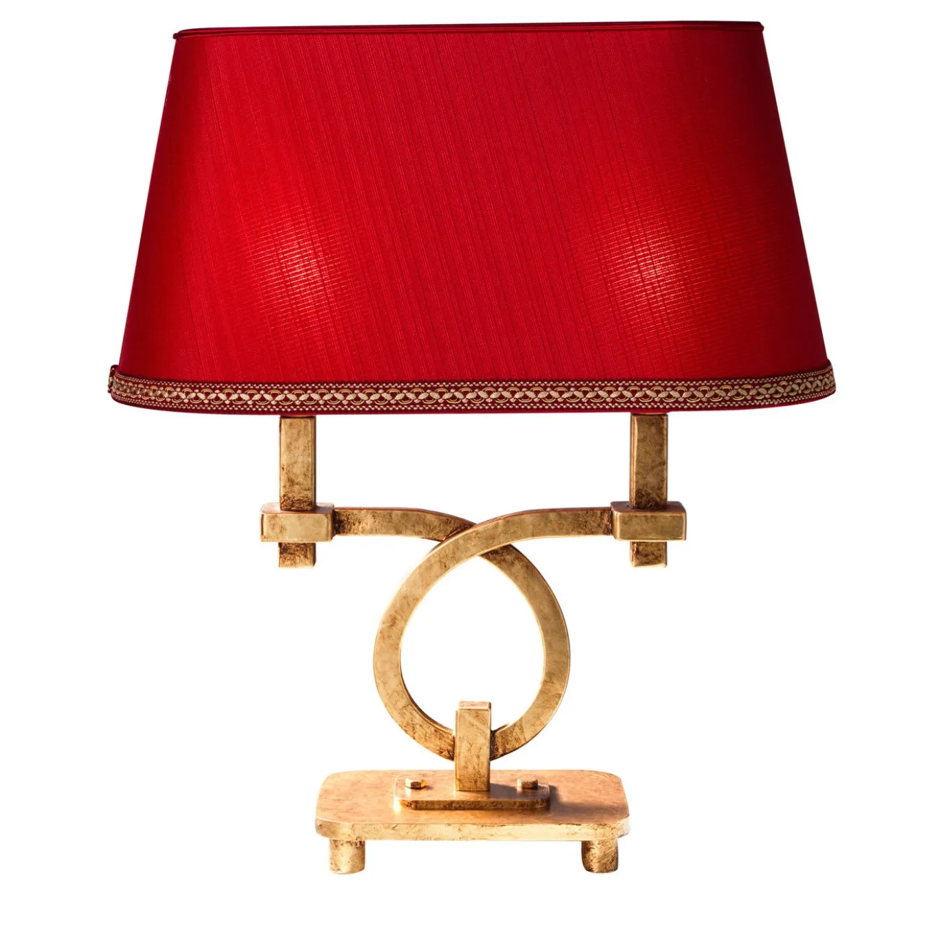 Lampada da tavolo Art Déco rossa e oro