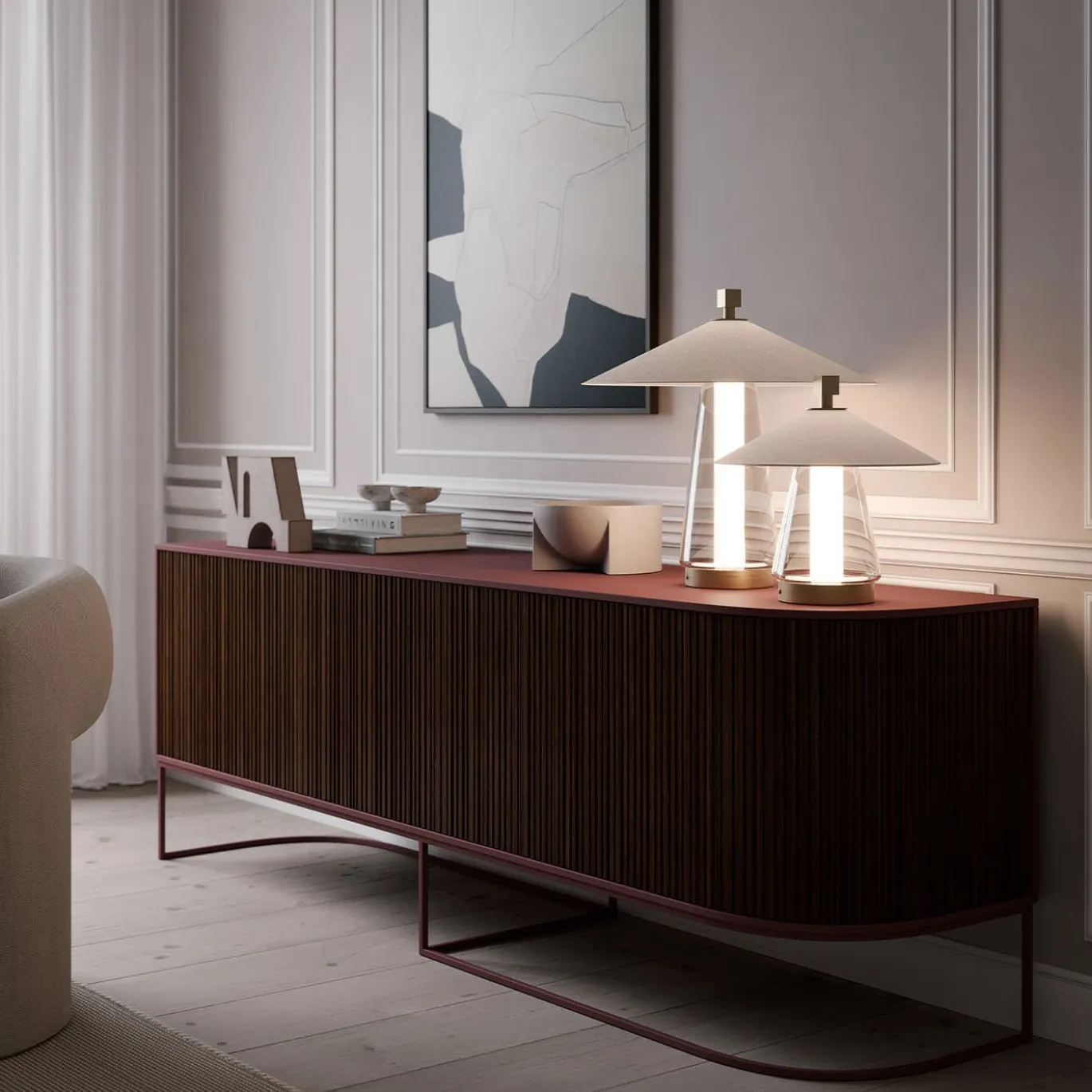 Lampada da Tavolo Asia Piccola in Vetro Bianco Opalino
