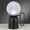 Lampada da tavolo Atlas in metallo nero e vetro borosilicato