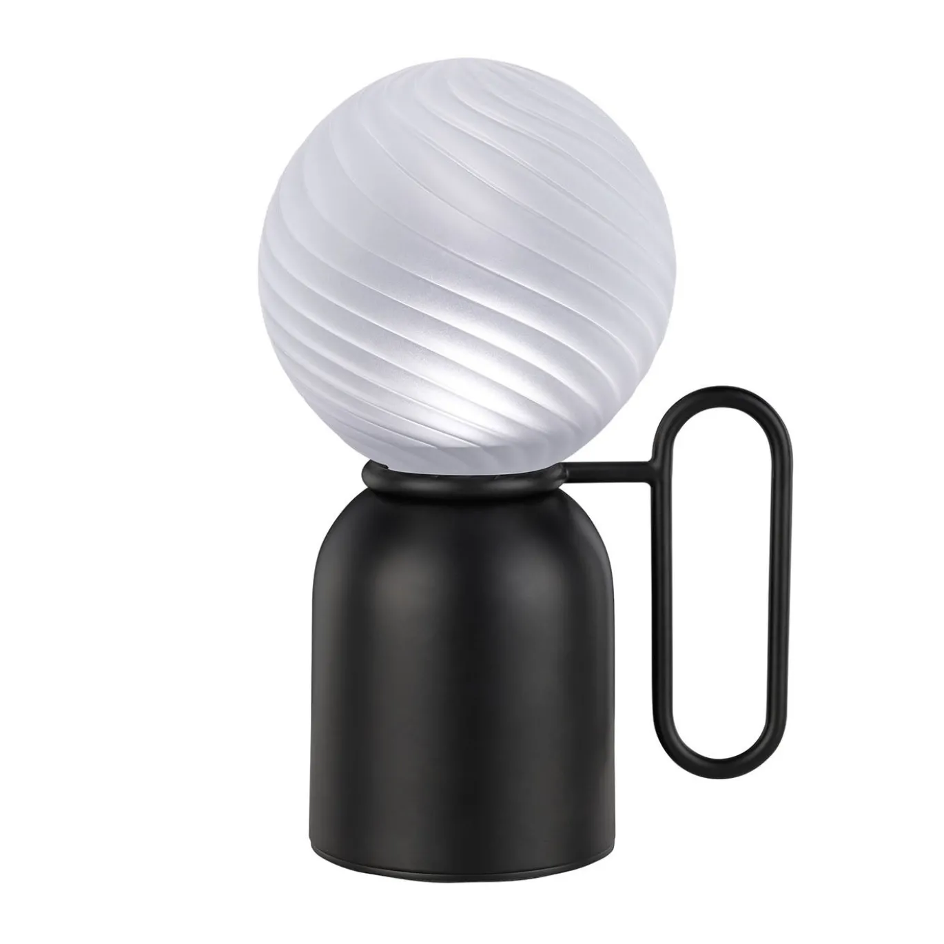 Lampada da tavolo Atlas in metallo nero e vetro borosilicato