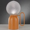 Lampada da tavolo Atlas in metallo arancione e vetro borosilicato
