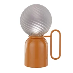 Lampada da tavolo Atlas in metallo arancione e vetro borosilicato