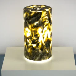 Lampada da tavolo Aureo in cristallo e pietra grigia