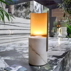 Lampada da tavolo Baglio in marmo di Paonazzo medio