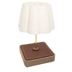 Lampada da tavolo beige a base quadrata grande