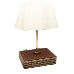 Lampada da tavolo beige con base rettangolare grande