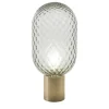 Lampada da tavolo Bloom Tall in ottone naturale e vetro trasparente grigio