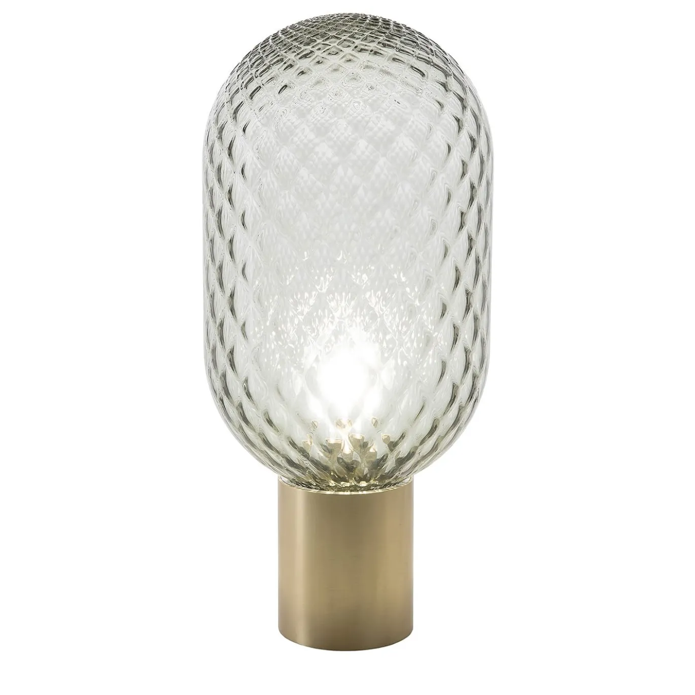 Lampada da tavolo Bloom Tall in ottone naturale e vetro trasparente grigio