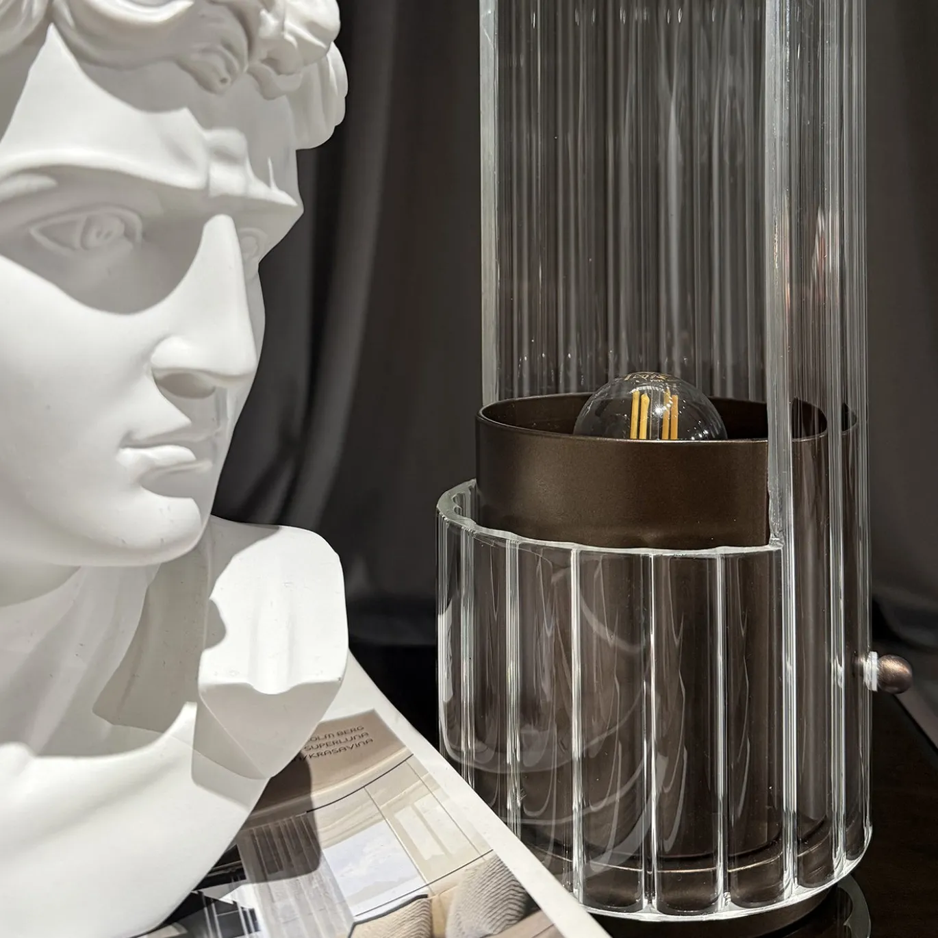 Lampada da tavolo Bon Ton in vetro Pirex trasparente