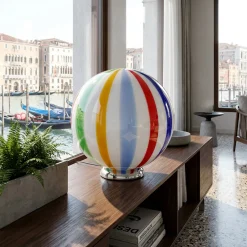 Lampada da tavolo Candy Arlecchino in vetro di Murano Canne multicolore