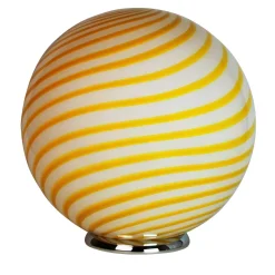 Lampada da tavolo Candy grande in vetro di Murano Canne a Vortice gialla e bianca