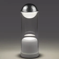 Lampada da tavolo cilindrica Theorem bianca in vetro