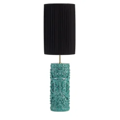 Lampada da tavolo cilindrica Lume Barocco in ceramica verde ramina