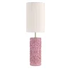 Lampada da tavolo cilindrica Lume Barocco in ceramica rosa con paralume bianco