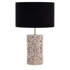 Lampada da tavolo cilindrica Lume Barocco in ceramica avorio con paralume nero
