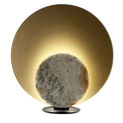 Lampada da tavolo Clis in ottone satinato e onice grigio