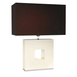 Lampada da tavolo Cobalto bianca con paralume nero