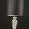 Lampada Da Tavolo Con Paralume In Tessuto Nero E Vetro Trasparente