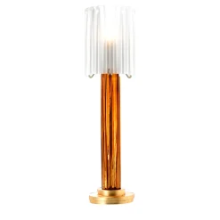 Lampada da tavolo contemporanea in marrone e oro