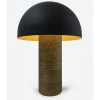 Lampada da tavolo Fungo in metallo nero e resina spazzolata bronzo