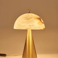 Lampada da tavolo Fungotto in ottone satinato e alabastro