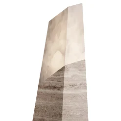 Lampada da tavolo geometrica in travertino grigio e alabastro