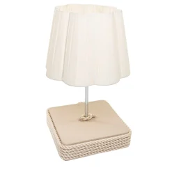 Lampada da tavolo grande a base quadrata color crema