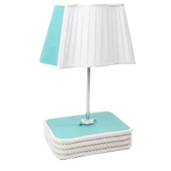 Lampada da tavolo grande a base rettangolare in turchese e bianco