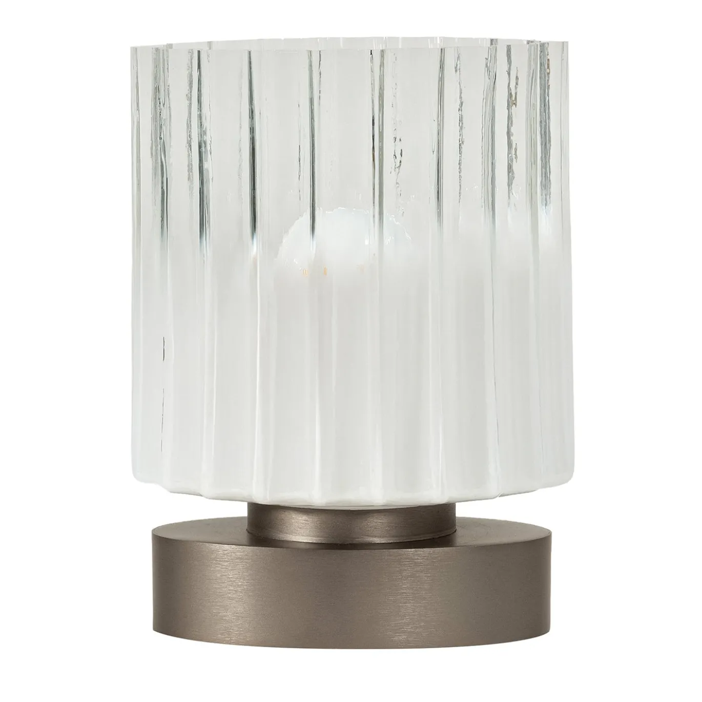 Lampada da tavolo Hathor piccola in vetro soffiato bianco