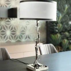 Lampada da tavolo Horse Nickel Brass con paralume in pelle