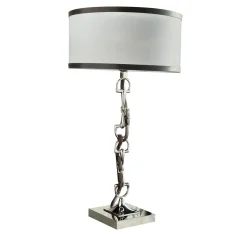 Lampada da tavolo Horse Nickel Brass con paralume in pelle