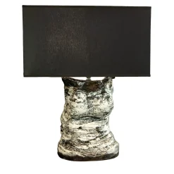 Lampada Da Tavolo Illuminami In Ceramica Bianca E Paralume In Tessuto Nero