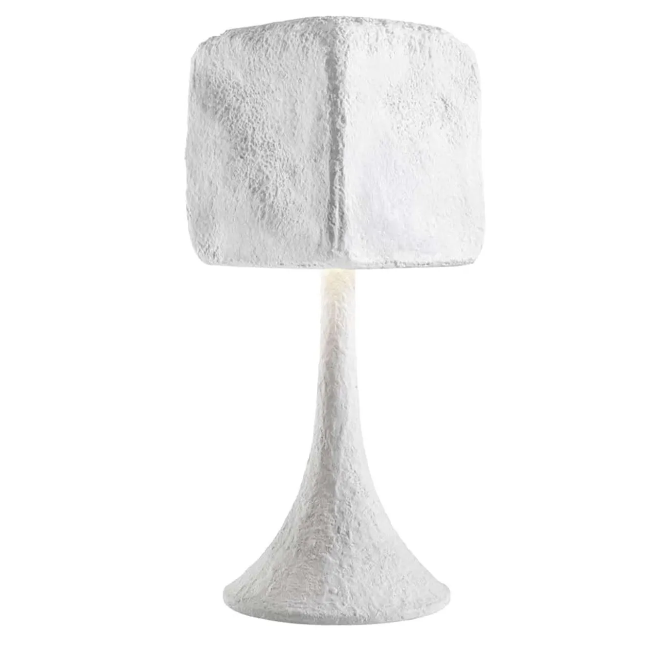 Lampada da Tavolo in Ceramica con Smalto Bianco Testurizzato