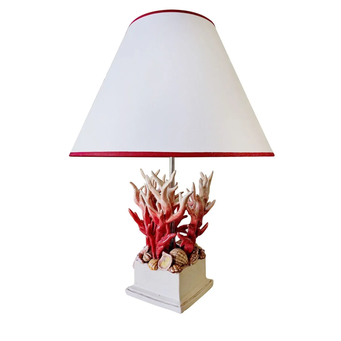 Lampada da Tavolo in Ceramica Policroma Composizione Marina