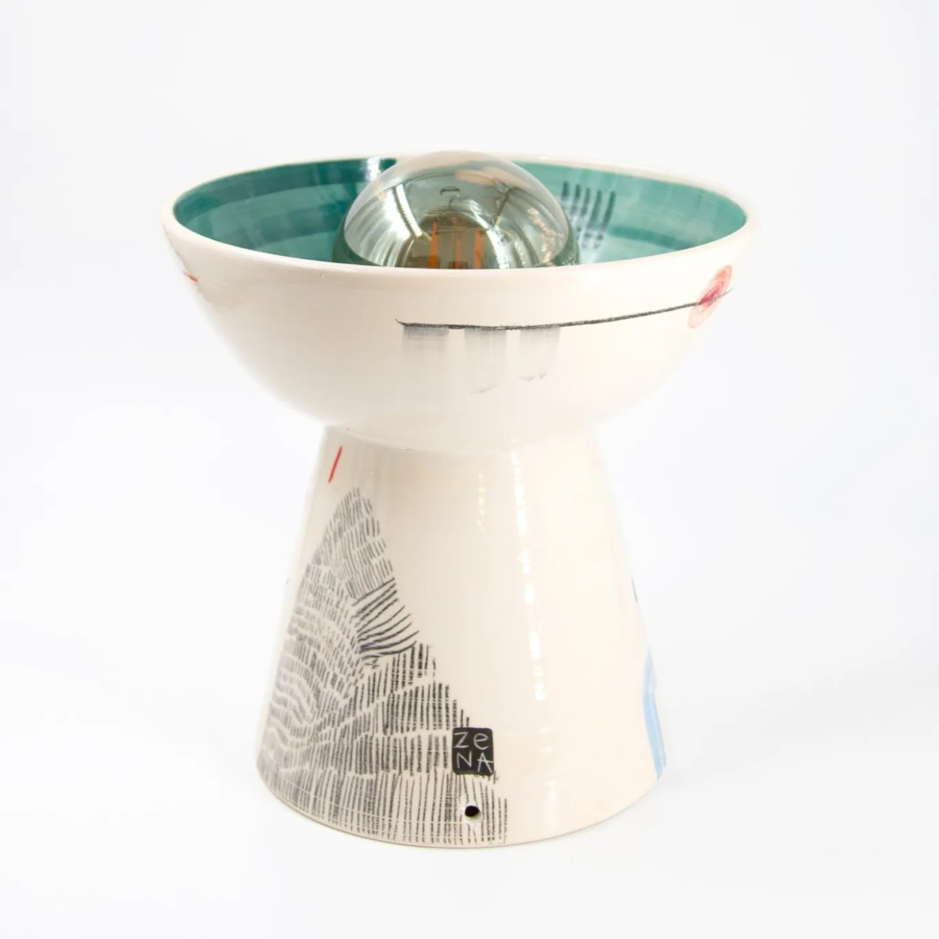 Lampada da Tavolo in Ceramica Policroma Tipota