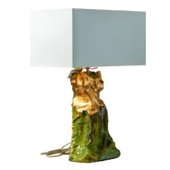 Lampada da tavolo in ceramica verde e oro Il Tempo dell'Amore