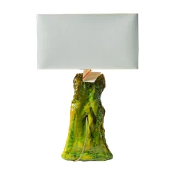 Lampada da tavolo in ceramica verde e oro Il Tempo dell'Amore
