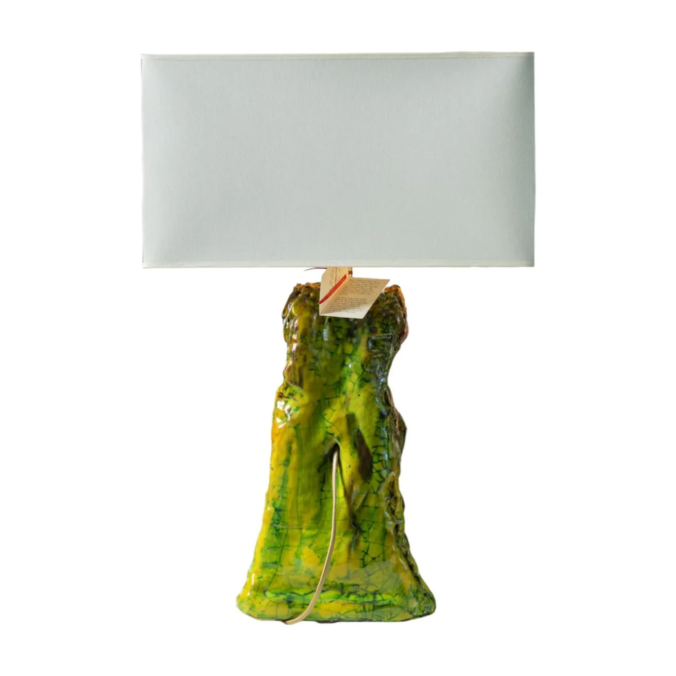 Lampada da tavolo in ceramica verde e oro Il Tempo dell'Amore