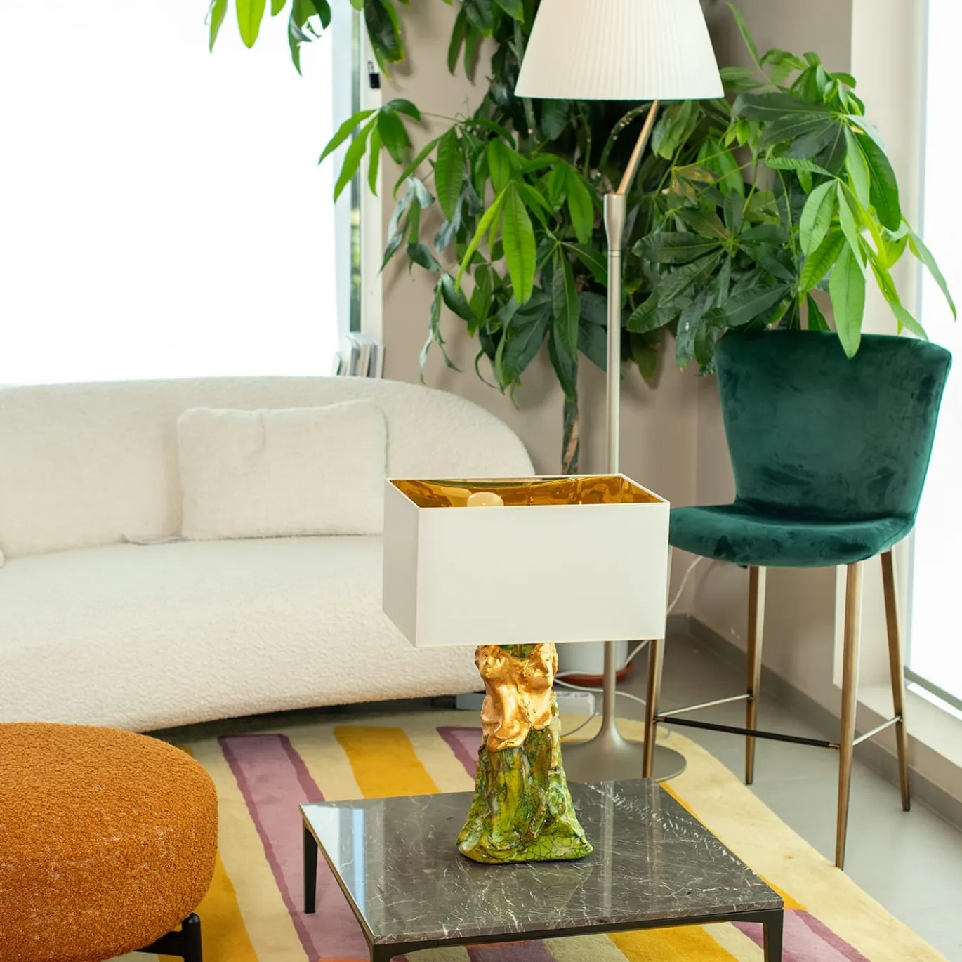 Lampada da tavolo in ceramica verde e oro Il Tempo dell'Amore