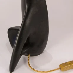 Lampada da tavolo in ceramica nera Pulcinella