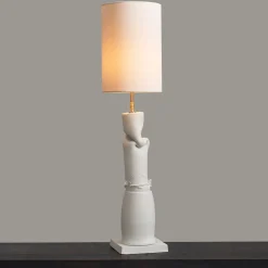 Lampada da tavolo in ceramica bianca naturale Treviso+Asiago