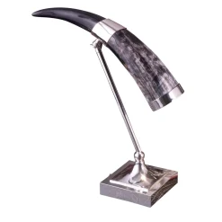 Lampada da tavolo in corno nichelato